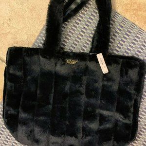 Victoria Secret Black Faux Fur Bag